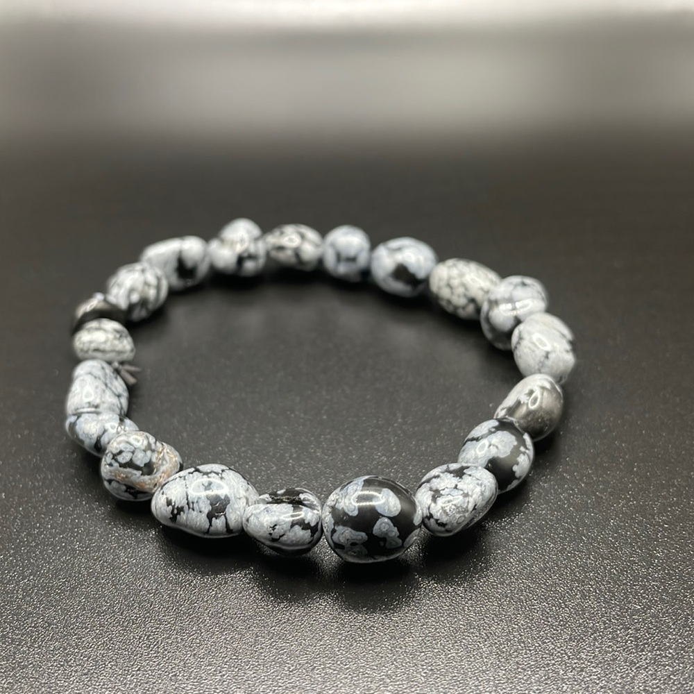 Snowflake obsidian bracelet (tumbled)